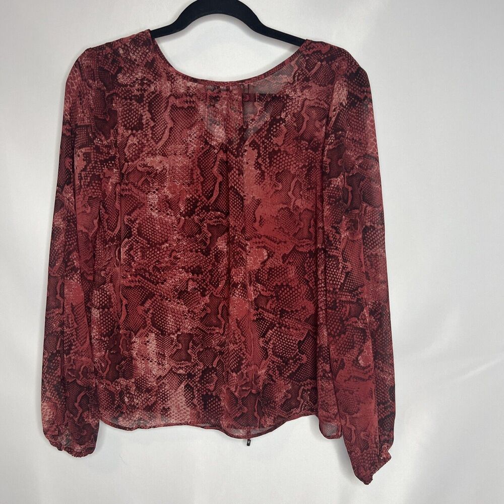 Catherine Maladrino Womens Size XS Red Snake Print Blouse NWT